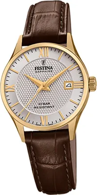 Produktbild von Festina Leder Damen Uhr F20011/2 Analog Armband-Uhr braun Swiss Made D2UF20011/2