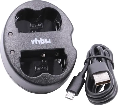 Produktbild von vhbw Dual USB Ladegerät kompatibel mit Canon MV30i, MV30, MV400, MV300i, MV300, MV100Xi, FVM10, MV410, MV400i Kamera/Akku - Ladeschale, Ladeanzeige