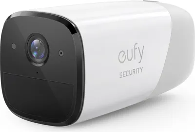 A white and gray Eufy security camera is shown against a white background.