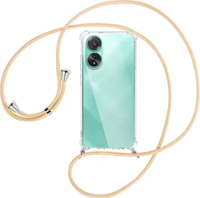 Produktbild von Handykette Backcover-Schutzhülle mit Band (Metall silberfarben) für Oppo A78 4G (CPH2565) - Goldkordel