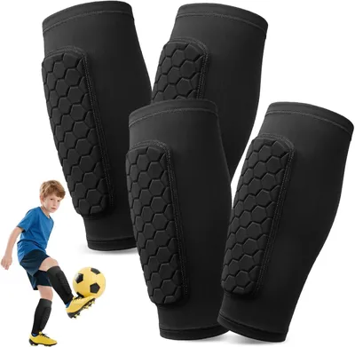 Produktbild von 2 Paar Schienbeinschoner Kinder Fussball 2 In 1, Für Kinder Fußballtraining, Spiel, Schienbeinschutz