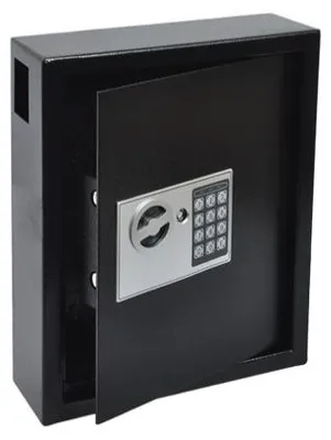 Produktbild von Metall Schlüsseldepot mit Zahlenschloss für 44 Schlüssel, schwarz, 300x365x100 mm