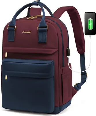 Produktbild von LOVEVOOK Laptop Rucksack Damen 15,6 Zoll Wasserdicht USB Schultasche Marineblau