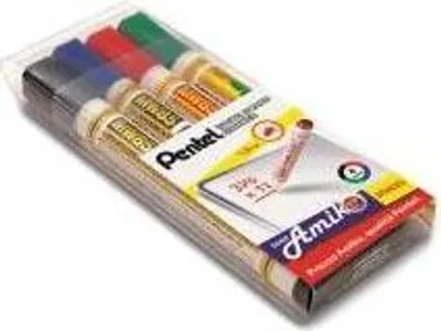 Obrázok produktu pre Pentel 0100863 Popisovač 4 ks čierny, modrý, zelený, červený