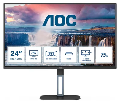 Obrázek produktu pro AOC V5 24V5CE/BK, 60,5 cm (23.8"), 1920 x 1080 px, Full HD, LED, 4 ms, Černá