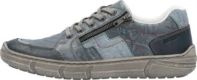 Produktbild von Rieker Herren Schnürschuh aus Leder im Patchwork Design mit Reißverschluss 04004, Größe:41 EU, Farbe:Blau