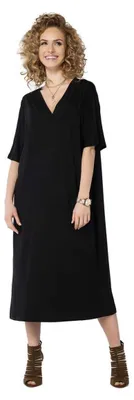Produktbild von Damen Kleid weit geschnitten V-Ausschnitt; Schwarz/S/M 36/38