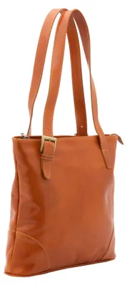 Produktbild von Damen Schultertasche Rindsleder mit Reißverschluss Schwarz Blu UNICA 33x35x8 cm 5536-Blu