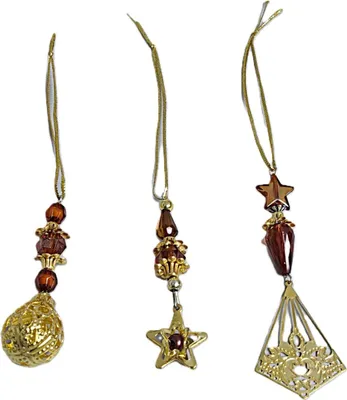 Produktbild von Weihnachtliche Hänger - bernstein-gold - 16 cm - 6 Stück - 46357