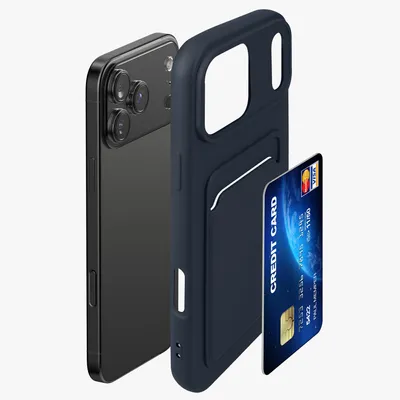 Produktbild von kwmobile Handyhülle für Apple iPhone 17 Pro Max Hülle mit Kartenfach - TPU Case - Kabelloses Laden - Schutzhülle Cover in Dunkelblau