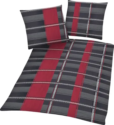 Produktbild von 3-tlg Mikrofaser Bettwäsche Set Bettgarnitur Bettbezug 200x220 2x Kissenbezug 80x80 Modern NEU Grau Schwarz Rot Bordeaux Übergröße
