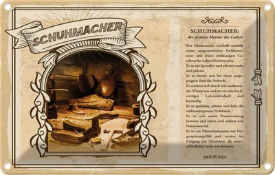 Produktbild von vianmo Blechschild 12x18 cm Schuhmacher Beruf Arbeit