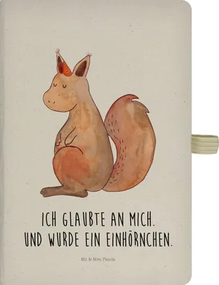 Produktbild von Mr. & Mrs. Panda notizbuch Einhorn Glauben - Transparent - Geschenk, Tagebuch, Adressbuch, Journal, Einhörnchen, Einhörner, Eichhorn, A5 Kariert, Eichhörnchen, Unicorn