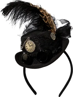 Produktbild von Edler Mini-Zylinder Cyber Gothic mit Haarreif Viktorianischer Kopfschmuck Schwarz