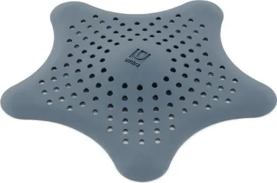Image de Umbra Tamis de décharge Starfish avec ventouses, attrape-cheveux, caoutchouc, bleu ardoise, 023014-1050