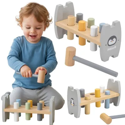 Produktbild von Viga Polarb Holz-Pinguin-Montessori-Hammerstanze