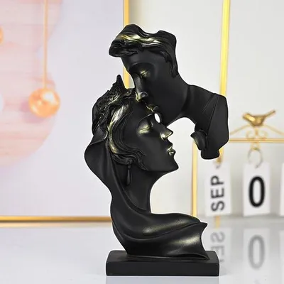 Zdjęcie produktu dla Abstrakcyjna rzeźba dla par, wykonana ręcznie z żywicy, wysokość 26 cm, szerokość 12 cm – romantyczna dekoracja do salonu, biura i na wesele