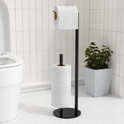 Produktbild von Toilettenpapierhalter mit mattschwarzer Oberfläche - freistehend