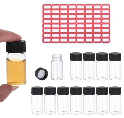 Image de Elzusha - Lot de 12 flacons en verre transparent de 20 ml avec bouchon à vis et étiquettes