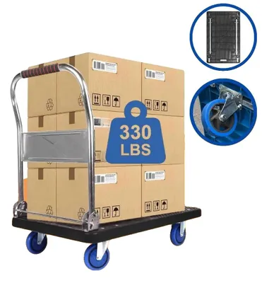 Immagine prodotto di Carrello a spinta Dolly, portata 150 kg, ruote orientabili a 360°, nero