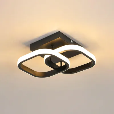 Image de Osairous, plafonnier LED noir, 19W, 2135 lumens, 3000K, design moderne – Noir avec lumière blanc chaud 3000K