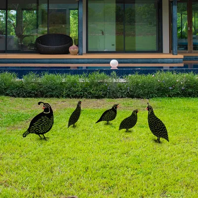 Image de Evila Originals, Quails, figurines de jardin, noir, métal, 20 x 24 cm