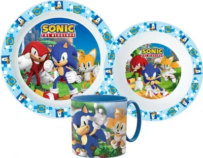 Produktbild von Sonic und Freunde Kinder Geschirr-Set 3 teilig Becher Teller Schüssel