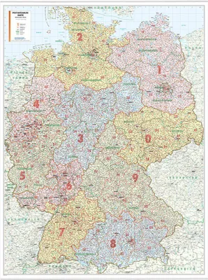 Produktbild von Postleitzahlenkarte Deutschland als Poster, mit Leisten