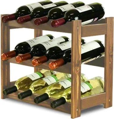 Produktbild von Weinregal PINOTWINE | HxBxT 38x43x25cm | 12 Flaschen | Massives Kiefernholz | Braun geölt