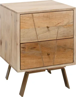 Produktbild von Nachtkonsole SIKAR 40x56x40cm Mango Massivholz Nachtschrank Hoch | Landhaus Nachtkommode Boxspringbett | Nachttisch Schubladen | Nachtkästchen Nachttischschrank Holz | Beistelltisch Massiv