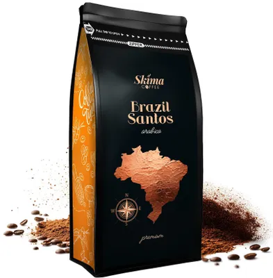 Produktbild von Gemahlener Kaffee 500 g BRASILIEN SANTOS 100 % Arabica frisch geröstet + Tassenuntersetzer