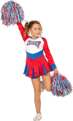 Zdjęcie produktu dla Cheerleaderka czerwono-niebieska – kostium karnawałowy dla dzieci, rozmiar: 104