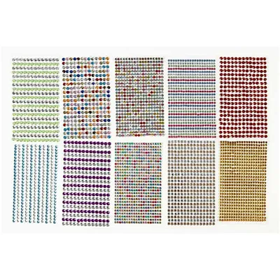 Immagine prodotto di Adesivi strass, colori assortiti, D: 4-6 mm, 10 fogli