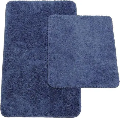 Immagine prodotto di Set di 2 tappetini da bagno blu - Tappetino da bagno e tappetino per WC