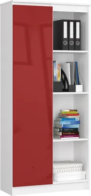 Image de Akord Étagère Blanc Rouge Brillant 80X35X180