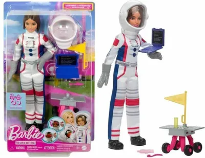 Produktbild von Barbie -Karrierepuppe Astronautin zum 65. Jubiläum und 10 Zubehörteile, darunter ein Rover mit Rollrädern und ein Raumfahrthelm, Modepuppe, Weiblich, 3 Jahr(e), Mädchen, 281 mm, 40 g
