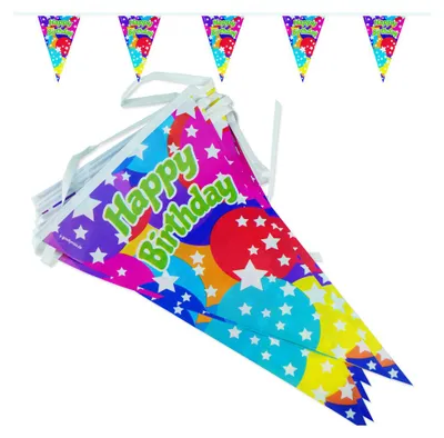 Produktbild von Goodymax® "Happy Birthday"-Wimpelkette "Bubbles" 6,8 m lang
