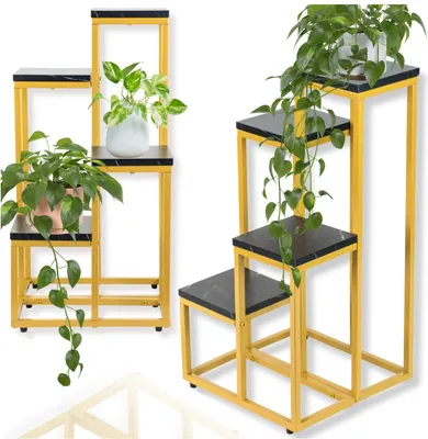 Produktbild von Stehender Blumenständer, Pflanzenständer, Metall Loft, 4 Ebenen, 68cm