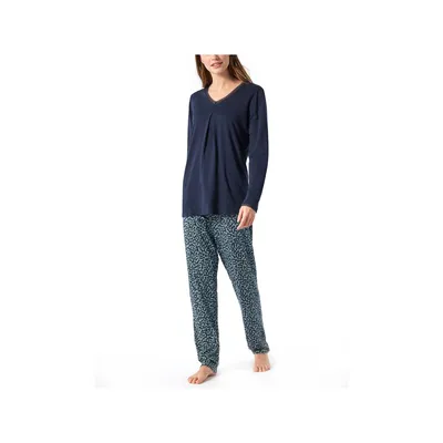 Produktbild von Schiesser Damen Schlafanzug lang ST dunkelblau 046