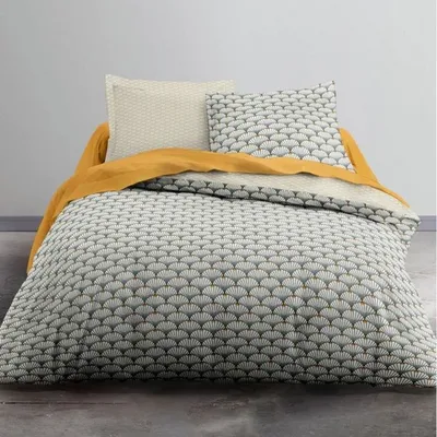 Immagine prodotto di Set letto matrimoniale HEUTE - 220 x 240 cm - Stampa grafica grigia CRAZY Calyce