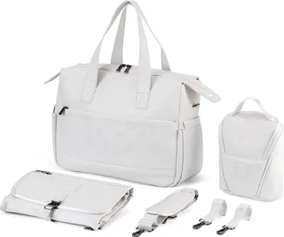 Produktbild von Brisby Wickeltasche – Schultertasche – Inkl. Kinderwagenhaken, Wickelunterlage und Kühltasche – Kunstleder – Creme