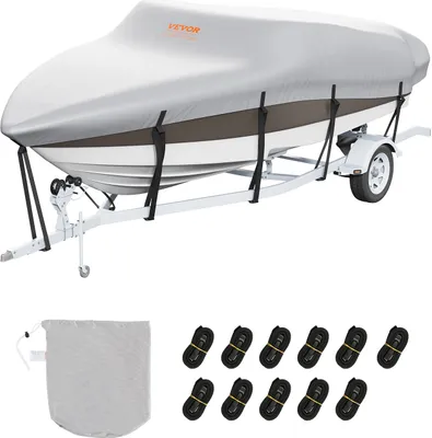 Produktbild von VEVOR Bootspersenning Abdeckplane Bootsplane, 488–564 cm Persenning Schlauchboot 600D Oxford-Gewebe Bootspersenning Abdeckung mit Aufbewahrungstasche 435 x 300 mm, Angelboot Bootsabdeckplane Grau