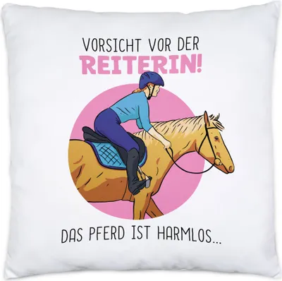 Produktbild von Vorsicht Vor Der Reiterin Das Pferd Ist Harmlos Kissen Pferdeflüsterin Pferdeliebhaberin Reiten Liebe Ausritt