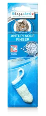 Image de Bogar 3945, brosse à dents pour animaux de compagnie à enfiler sur le doigt, chat, bleu, blanc, 1 pièce