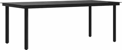 Produktbild von vidaXL Garten-Esstisch Schwarz 200x100x74 cm Stahl und Glas