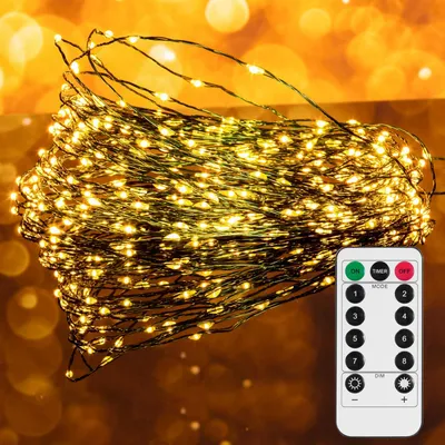Productafbeelding van Lichtketting voor binnen, kerstboomverlichting, 15 meter met 300 LED's, werkt op batterijen