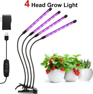 Image de 72 LEDs Lampe d'intérieur pour la croissance des plantes Lumière plein spectre avec 10 niveaux, 3 modes, 4 têtes Lampe de croissance avec minuterie pour le jardinage Bonsaïs