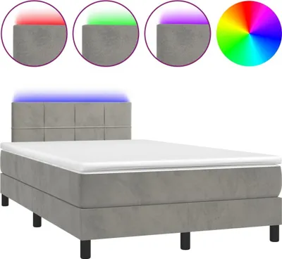 Obrázok produktu pre vidaXL Boxspring posteľ s matracom a LED Light Grey 120x200 cm Velvet