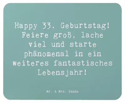Produktbild von Mr. & Mrs. Panda Mousepad Spruch 33. Geburtstag - Meeresbrise - Geschenk, mousematte, Happy Birthday, computermatte, Mouse Pad, weiteres fantastisches Lebensjahr, Mauspad