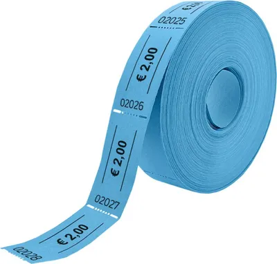 Immagine prodotto di CombiCraft Buoni consumo in rotolo con importo in euro - 2 euro in blu - 5 rotoli - Buoni 5x1000